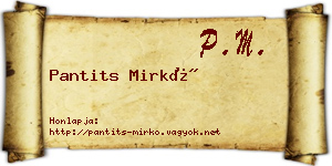 Pantits Mirkó névjegykártya